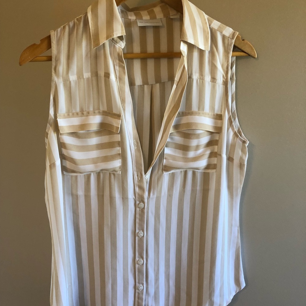 Beige and white tank top